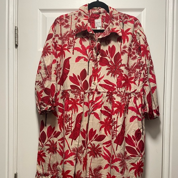 Anthropologie Maeve Bettina Dress with Red Botanical Print - Picture 2 of 6